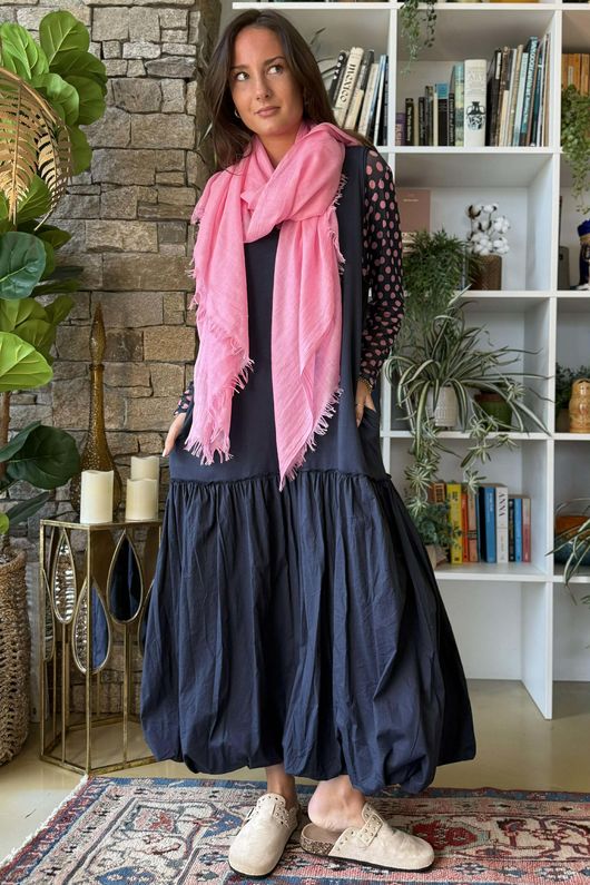 Paloma Bubble Hem Layering Dress Navy 